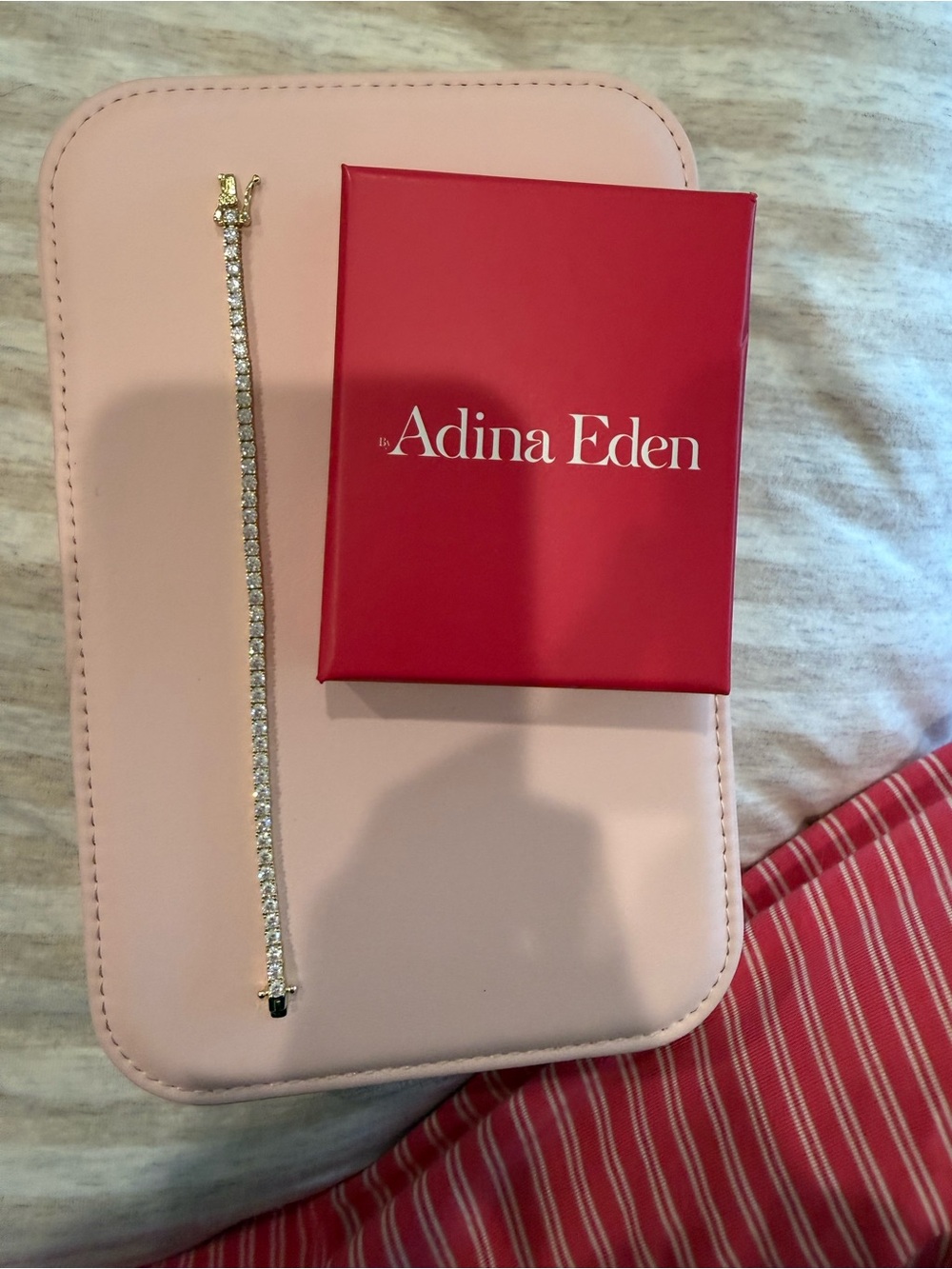 Adina Eden Gold and Clear Tennis Bracelet Size 6.5